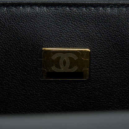 Chanel Top Handle Mini Rectangular Flap Bag Lambskin Black LGHW (Microchip)