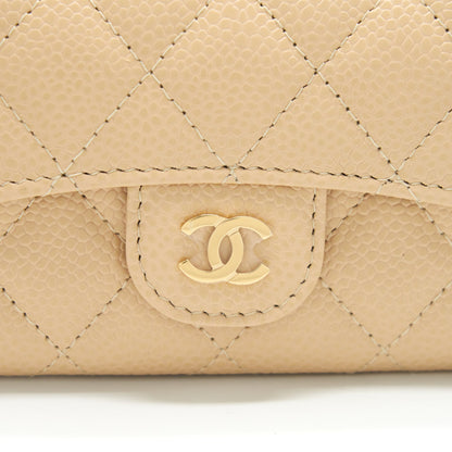 Chanel Classic Mini Flap Cardholder Caviar Beige GHW
