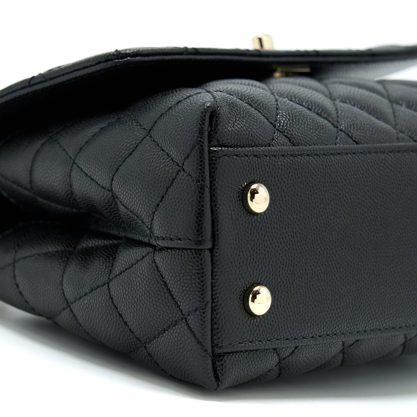 Chanel Small Coco Handle Caviar Black LGHW (Microchip)