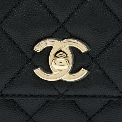Chanel Small Coco Handle Caviar Black LGHW (Microchip)