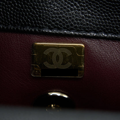 Chanel Small Coco Handle Caviar Black LGHW (Microchip)