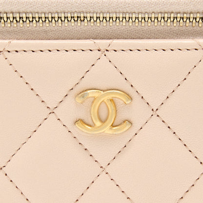 Chanel Pearl Crush Mini Vanity With Chain Lambskin Light Pink GHW