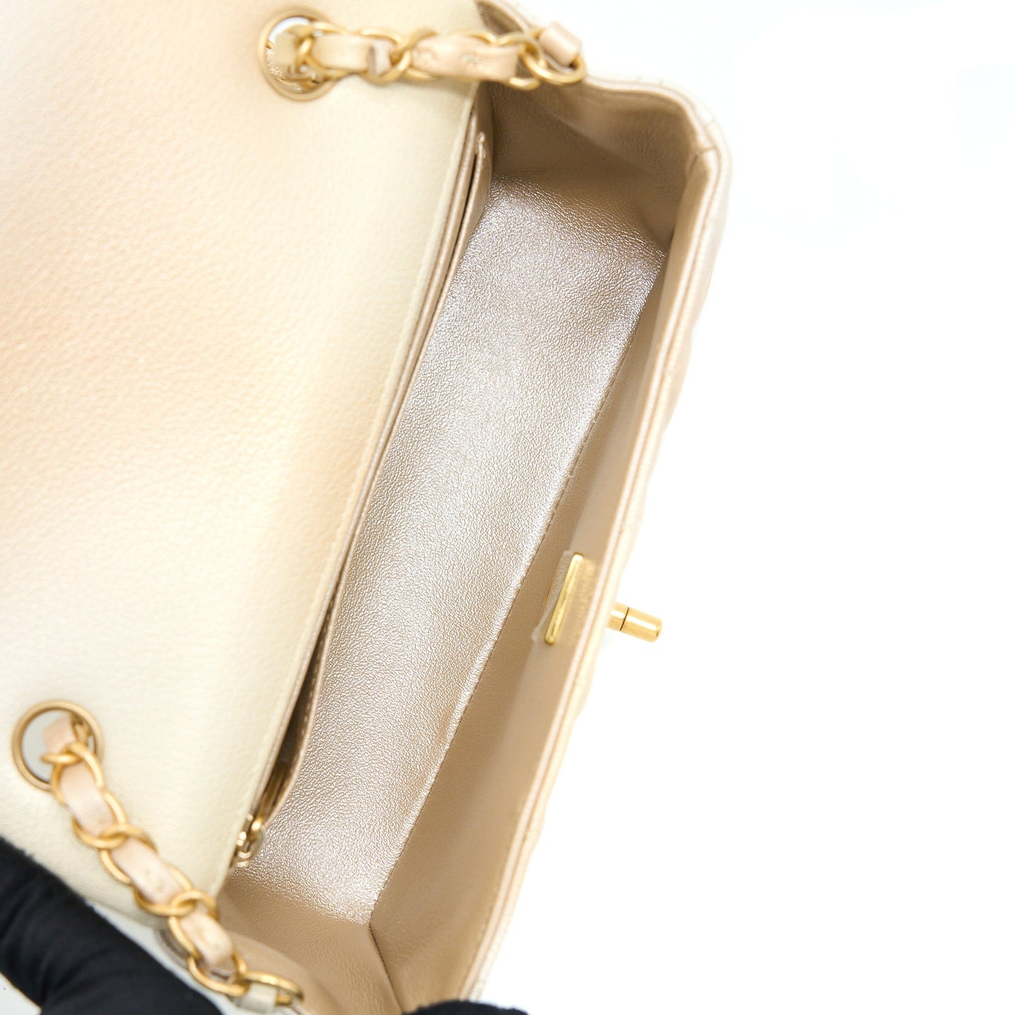 Chanel 22C Mini Rectangular Flap Bag Goatskin Ombre Beige Brushed GHW(Microchip)