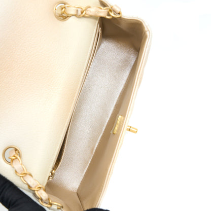 Chanel 22C Mini Rectangular Flap Bag Goatskin Ombre Beige Brushed GHW(Microchip)