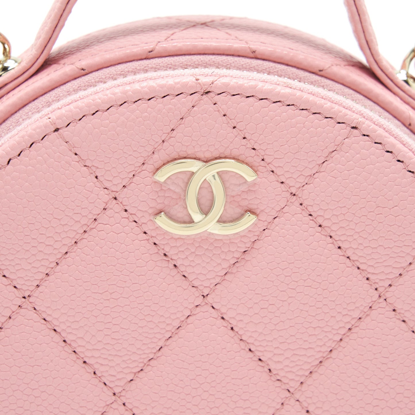 Chanel 22C Mini Round Purse Vanity Caviar Light Pink LGHW
