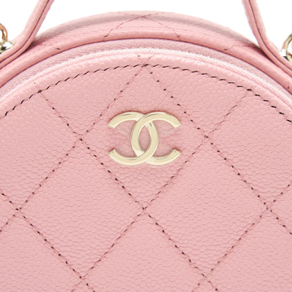 Chanel 22C Mini Round Purse Vanity Caviar Light Pink LGHW