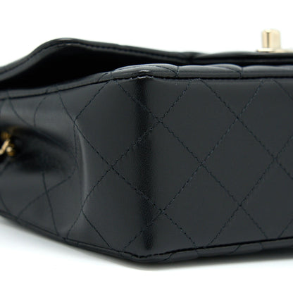 Chanel Mini Rectangular Flap Bag Lambskin Black LGHW (Microchip)
