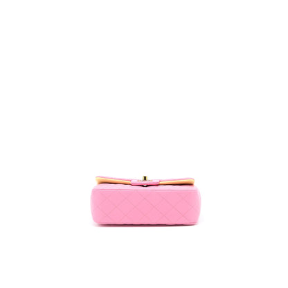 Chanel 21P Mini Rectangular Flag Bag Lambskin Pink With Multi Hardware