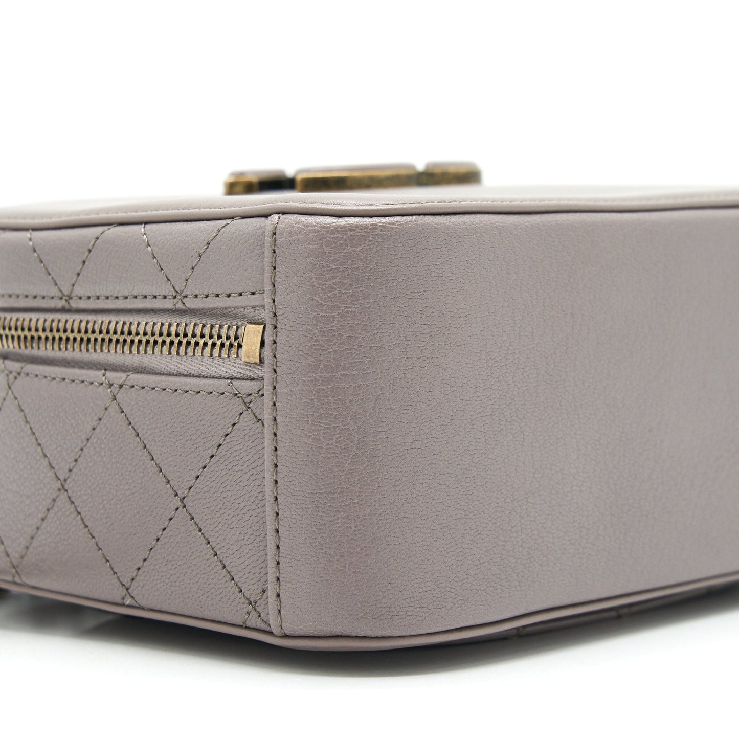 Chanel CC logo vanity with handle and Chain Grey with GHW