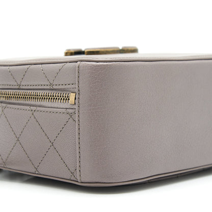 Chanel CC logo vanity with handle and Chain Grey with GHW