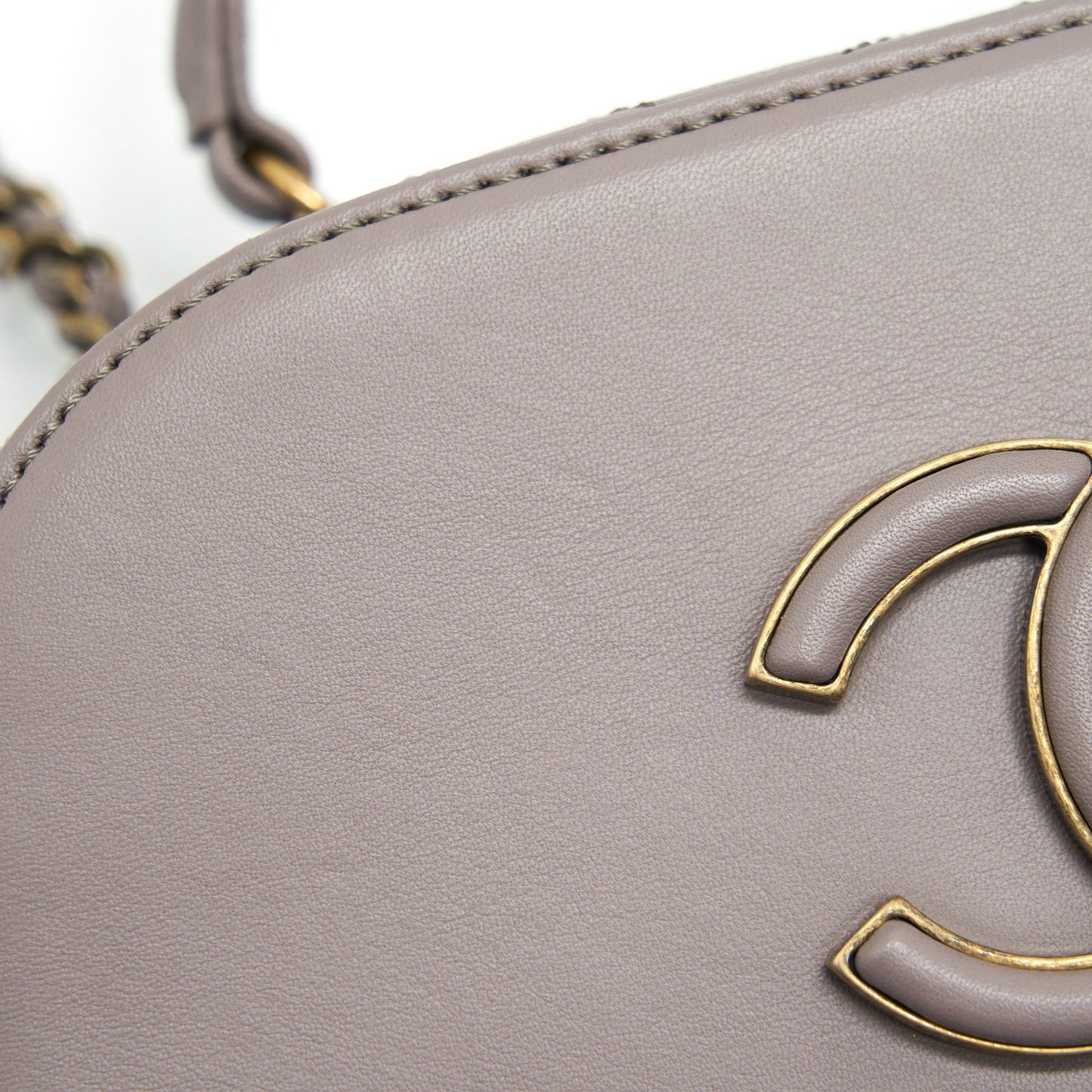 Chanel CC logo vanity with handle and Chain Grey with GHW