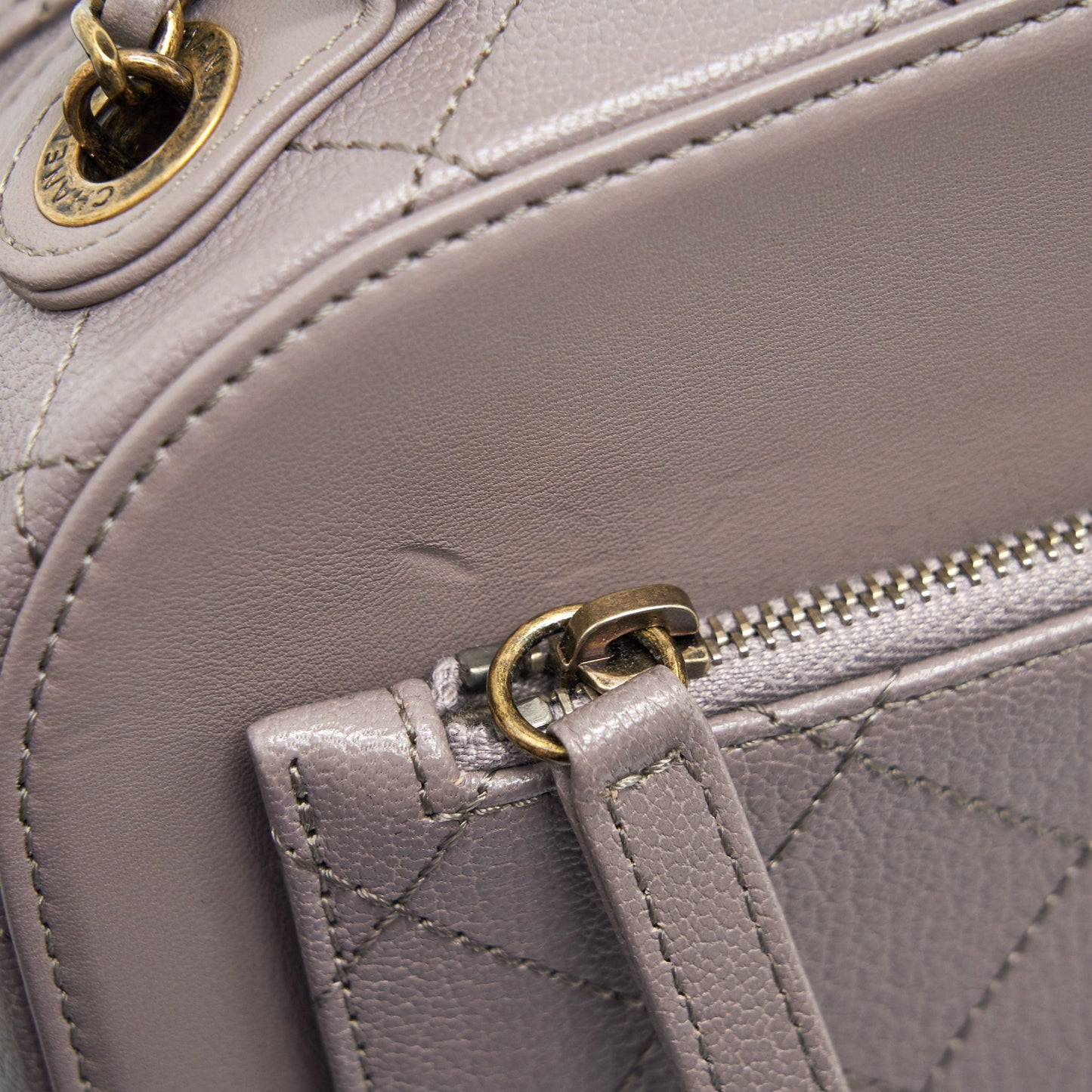 Chanel CC logo vanity with handle and Chain Grey with GHW