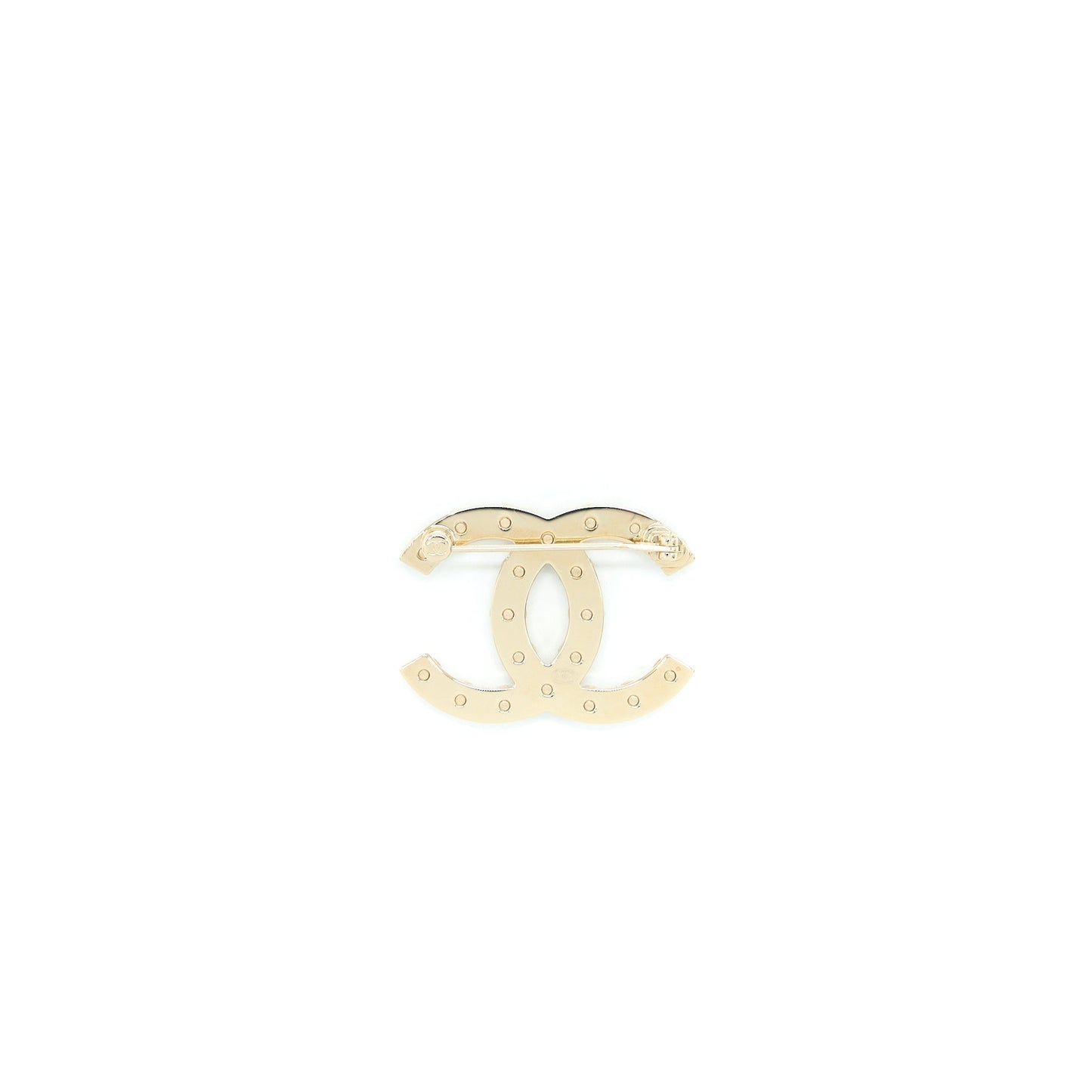Chanel CC Logo With Pearl Brooch Light Gold Tone