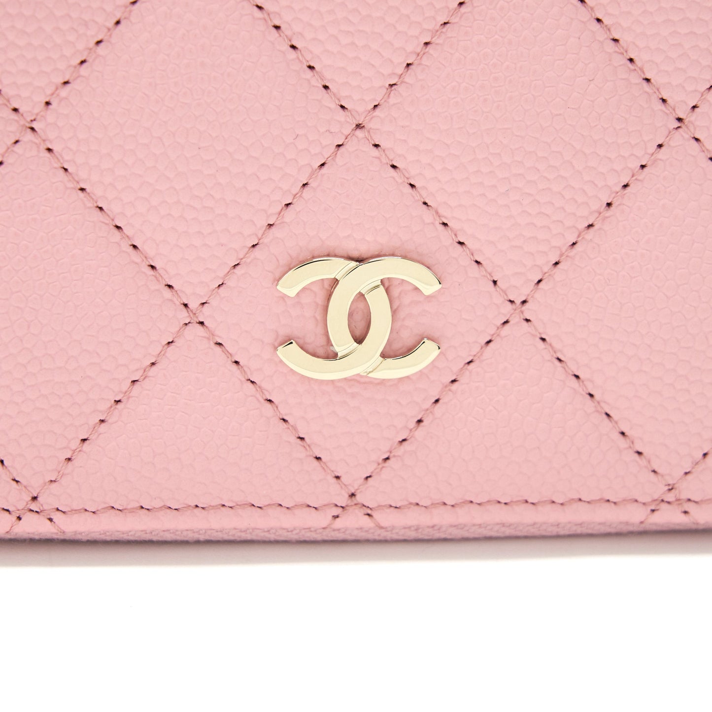 Chanel 22C Zip Cardholder Pink Caviar LGHW