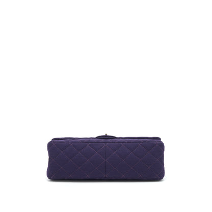 Chanel 2.55 Reissue 226 Double Flap Bag Fabric Purple Ruthenium Sliver Hardware