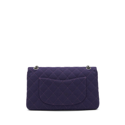 Chanel 2.55 Reissue 226 Double Flap Bag Fabric Purple Ruthenium Sliver Hardware