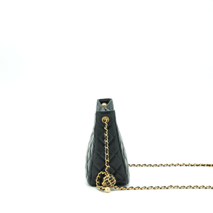 Chanel 22S Pearl Crush Hobo Bag Lambskin Black GHW (Microchip)