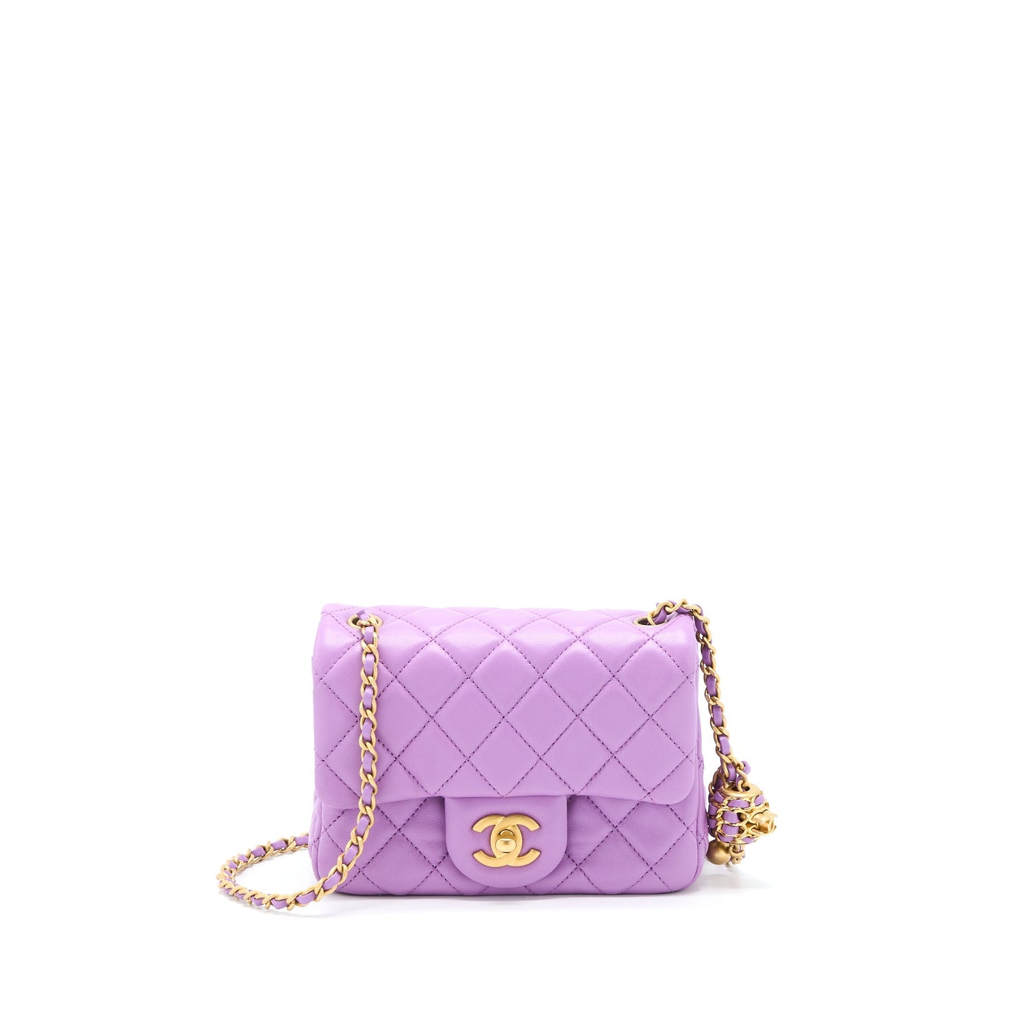 Chanel 22S Pearl Crush Mini Square Lambskin Purple GHW