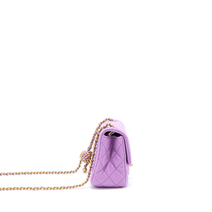 Chanel 22S Pearl Crush Mini Square Lambskin Purple GHW