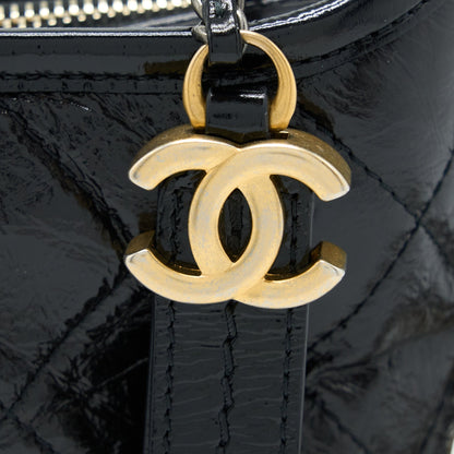 Chanel Small Gabrielle Hobo Bag Shiny Calfskin Black Multicolour Hardware