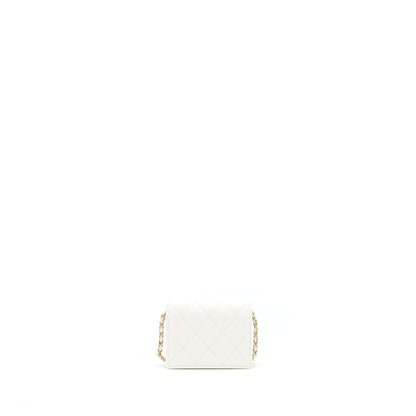 Chanel 21B Card Holder On Chain Caviar White LGHW