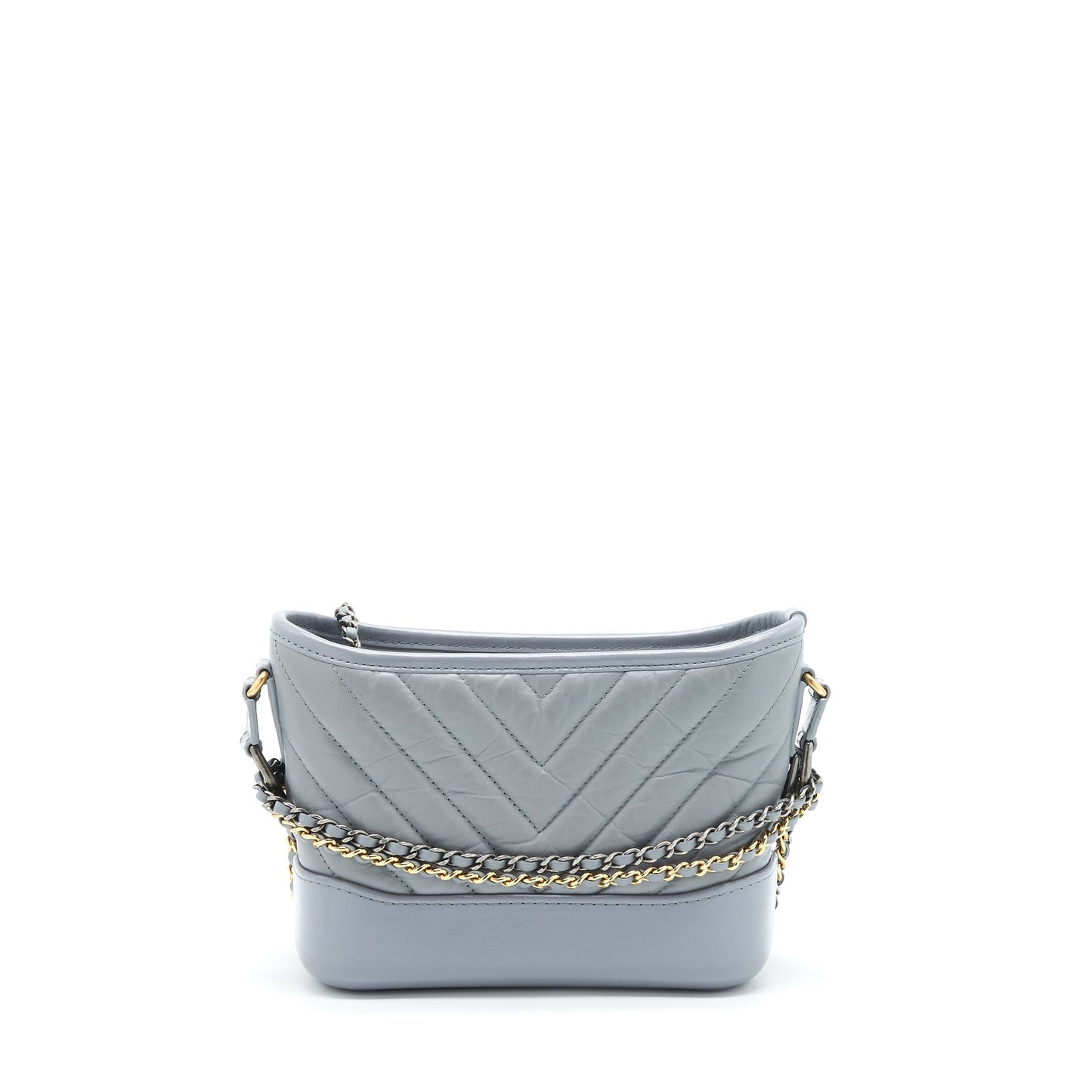 Chanel Chevron Small Gabrielle Hobo Bag Grey With Multicolour Hardware
