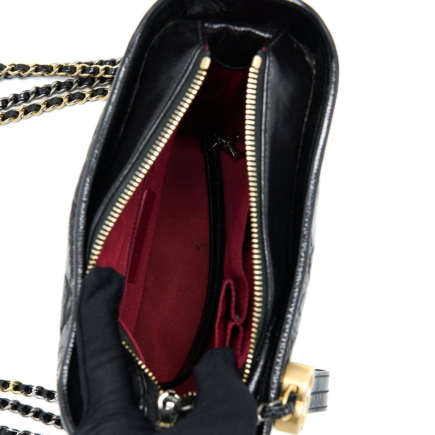 Chanel Small Gabrielle Hobo Bag Shiny Calfskin Black Multicolour Hardware