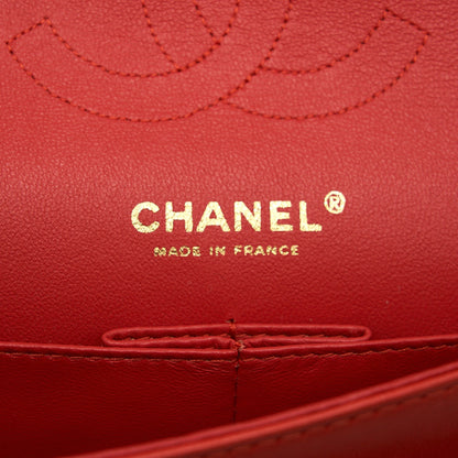 CHANEL CLASSIC MEDIUM DOUBLE FLAP LAMBSKIN IN CORAL LGHW