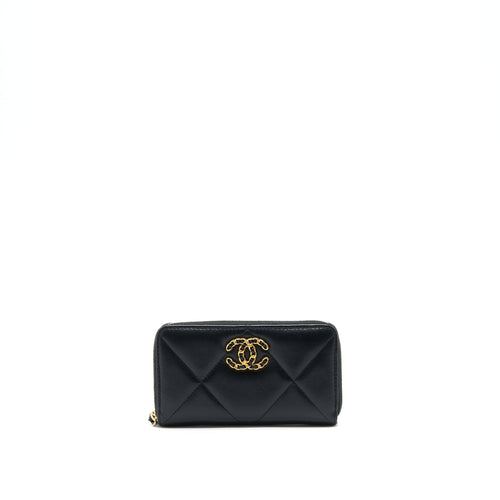 Chanel 19 Zip Wallet Goatskin Black GHW