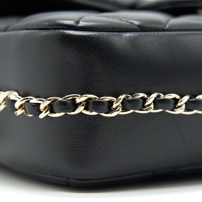 Chanel Logo Pearl Chain Mini Flap Bag GHW