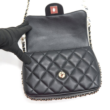 Chanel Logo Pearl Chain Mini Flap Bag GHW