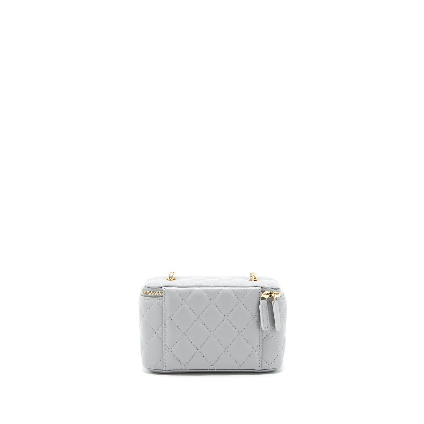 Chanel 21B Pearl Crush Long Vanity With Chain Lambskin Grey GHW