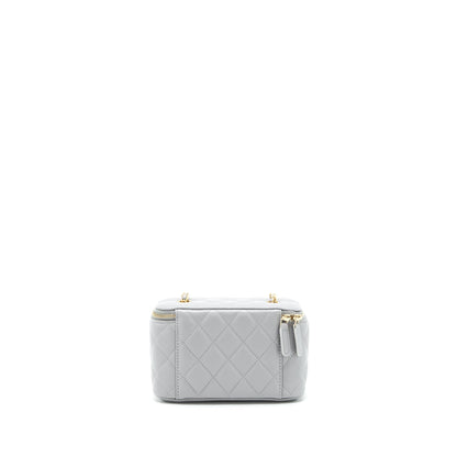 Chanel 21B Pearl Crush Long Vanity With Chain Lambskin Grey GHW