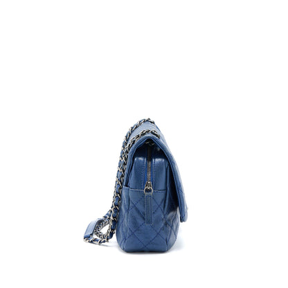 Chanel Seasonal Signal Flap Bag Caviar Blue Ruthenium Hardware
