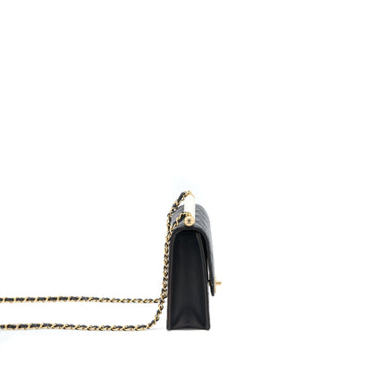 Chanel Vertical Pearl Flap Bag Goatskin Black GHW