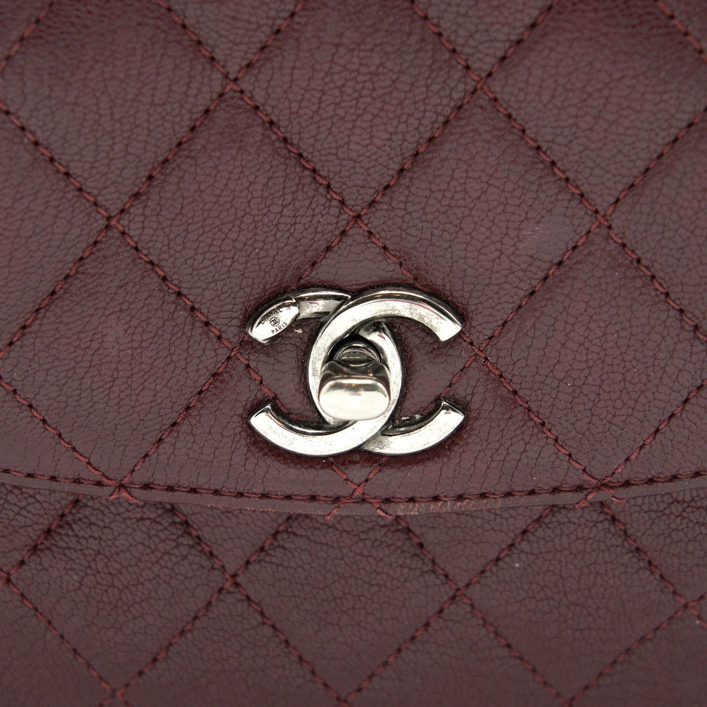 CHANEL Small Flap Bag With Chain Burgundy SHW