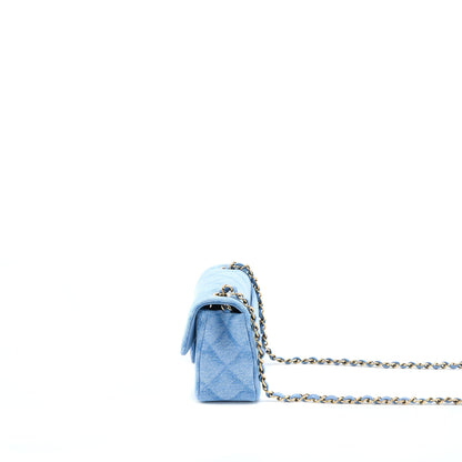Chanel 22B Mini Rectangular Denim Light Blue LGHW (Microchip)