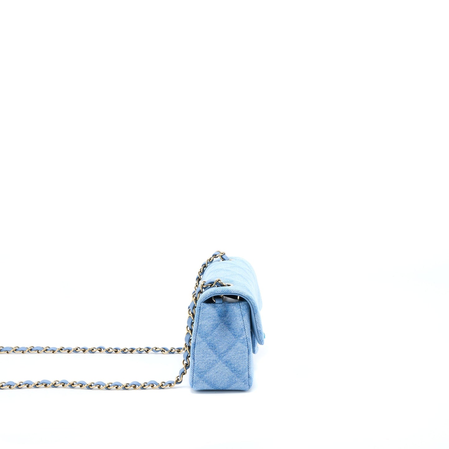 Chanel 22B Mini Rectangular Denim Light Blue LGHW (Microchip)