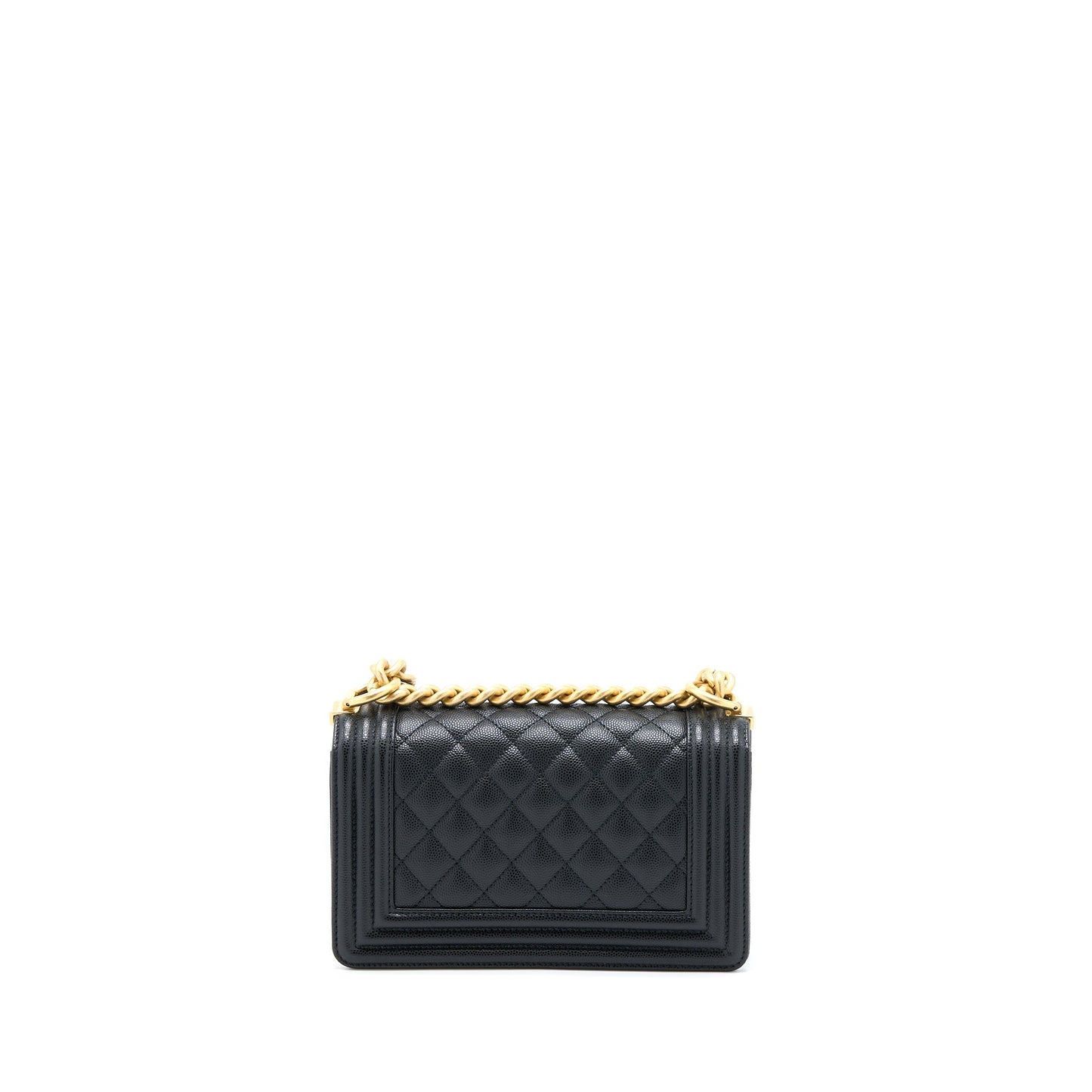 Chanel Small Boy Bag Caviar Black Brushed GHW (Microchip)