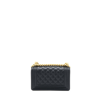 Chanel Small Boy Bag Caviar Black Brushed GHW (Microchip)