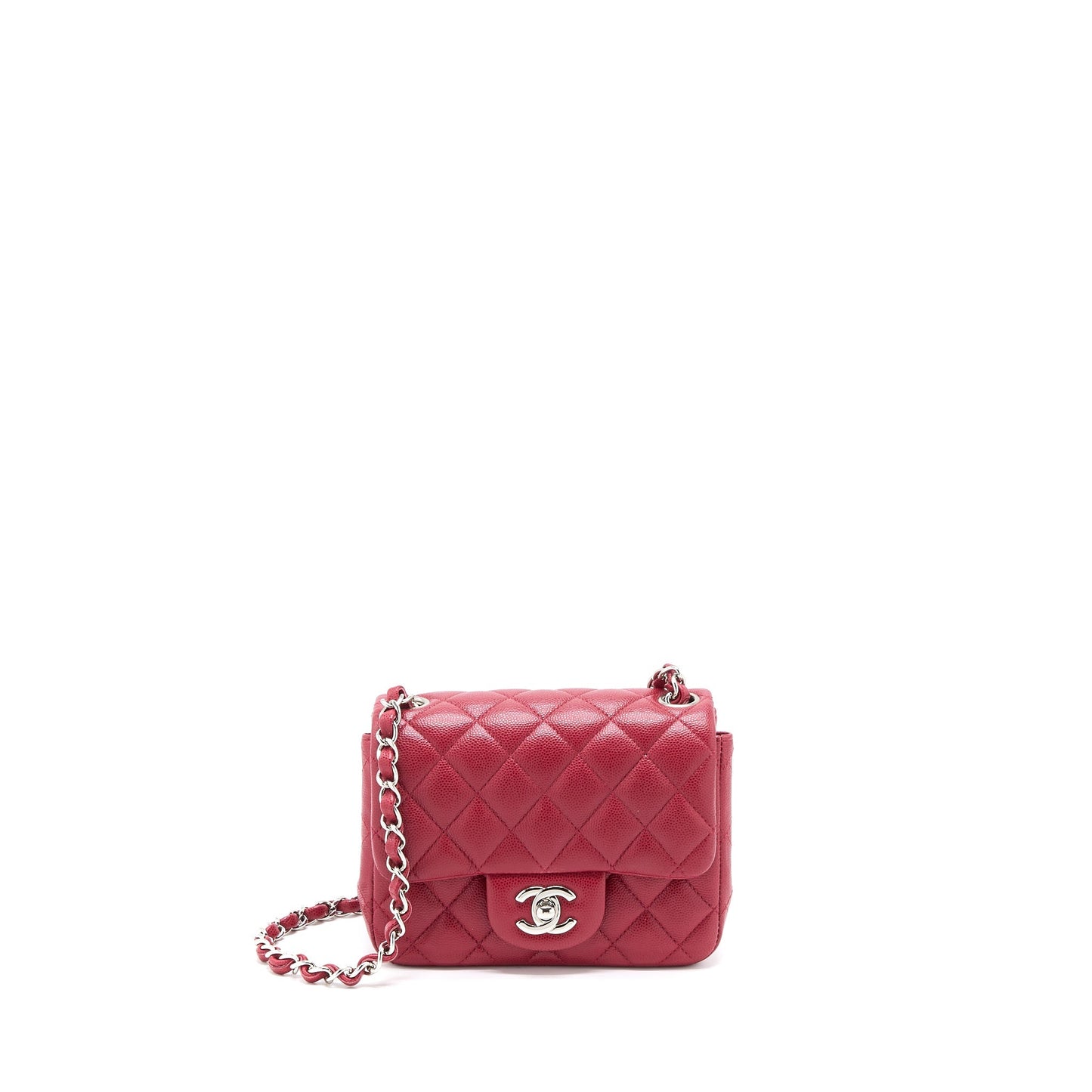 Chanel 18B Mini Square Caviar Red SHW