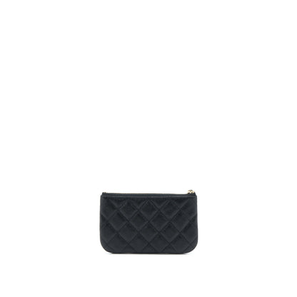 Chanel Zippy Small Pouch Detailed Logo Caviar Black LGHW