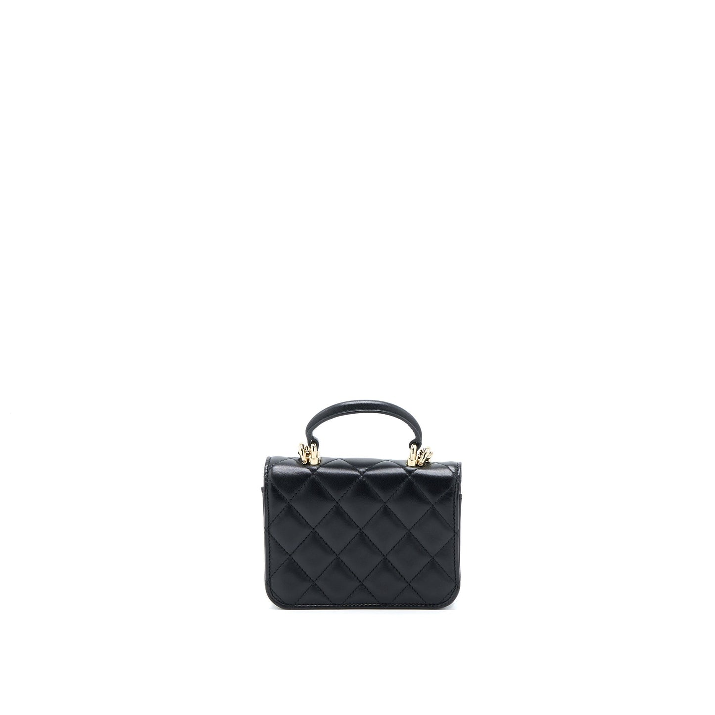 Chanel Mini Top Handle Flap Bag Lambskin Black LGHW