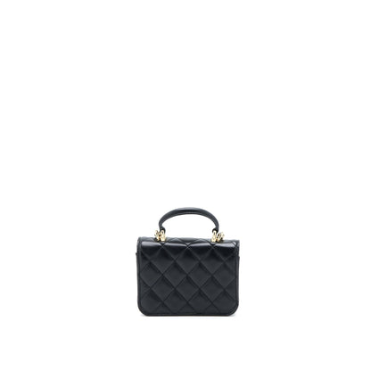 Chanel Mini Top Handle Flap Bag Lambskin Black LGHW