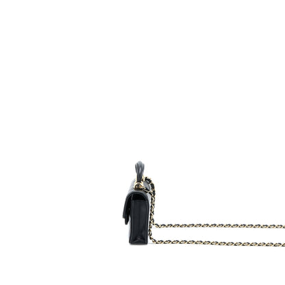 Chanel Mini Top Handle Flap Bag Lambskin Black LGHW