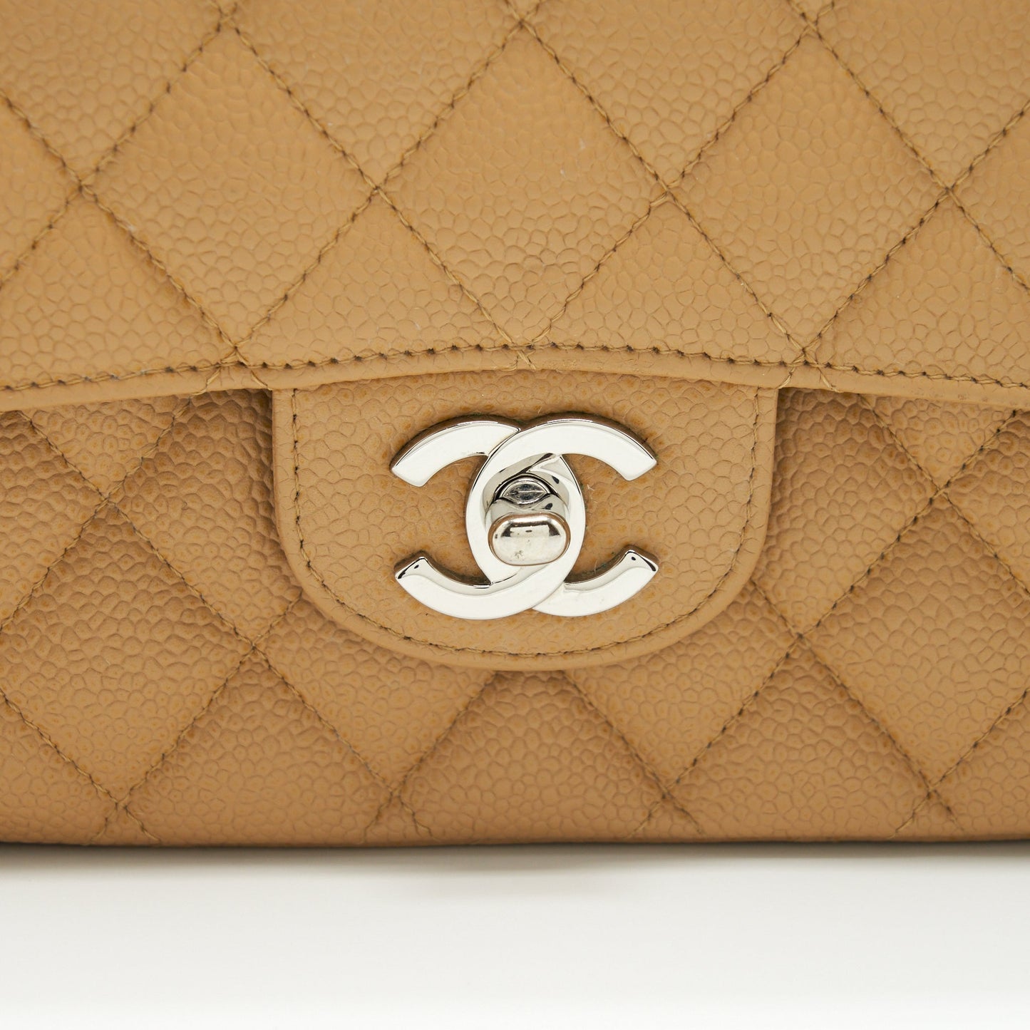 Chanel Medium Classic Double Flap Bag Caviar Dark Beige SHW