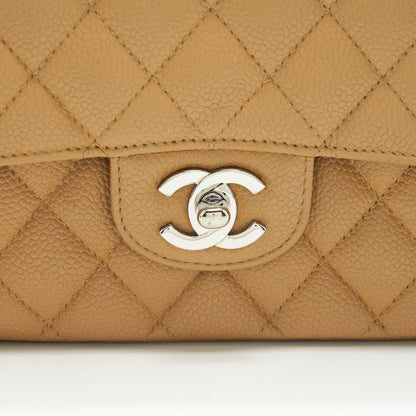 Chanel Medium Classic Double Flap Bag Caviar Dark Beige SHW