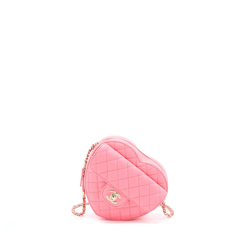Chanel 22S Heart Bag Lambskin Pink LGHW (Microchip)