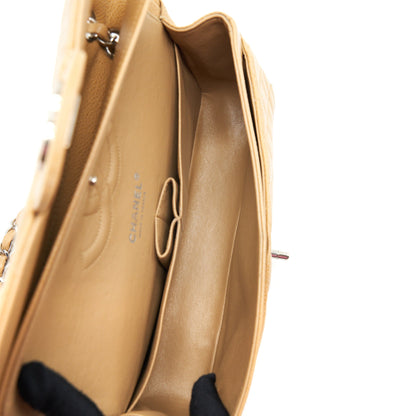 Chanel Medium Classic Double Flap Bag Caviar Dark Beige SHW