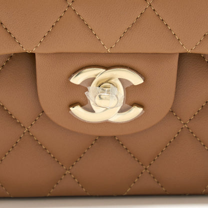 Chanel 22S Small Classic Flap Bag Lambskin Caramel LGHW(Microchip)